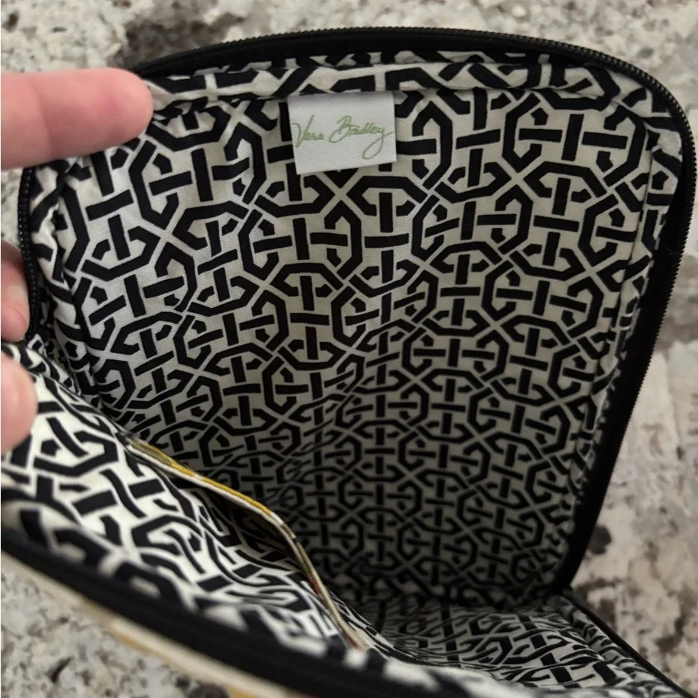 Vera Bradley Mini Tablet Zippered Sleeve; yellow, black, and white floral